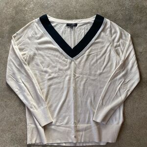 Banana Republic Silk Cashmere Sweater with Black V-Neck